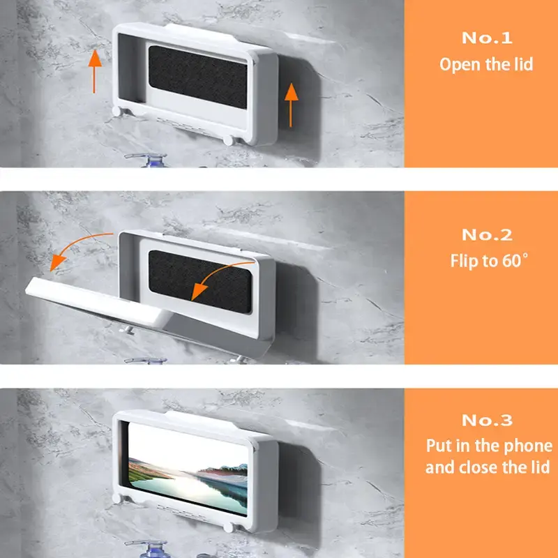 Waterproof Shower Phone Holder with Anti-Fog Touch Screen