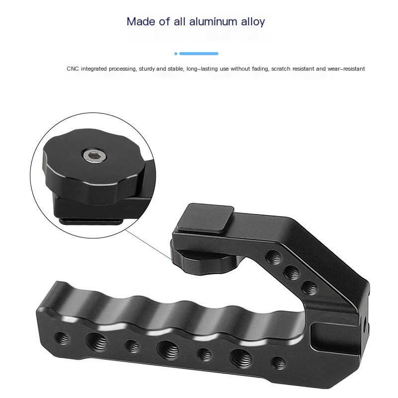 Multifunctional Camera Grip with Cold Shoe and Metal Rail