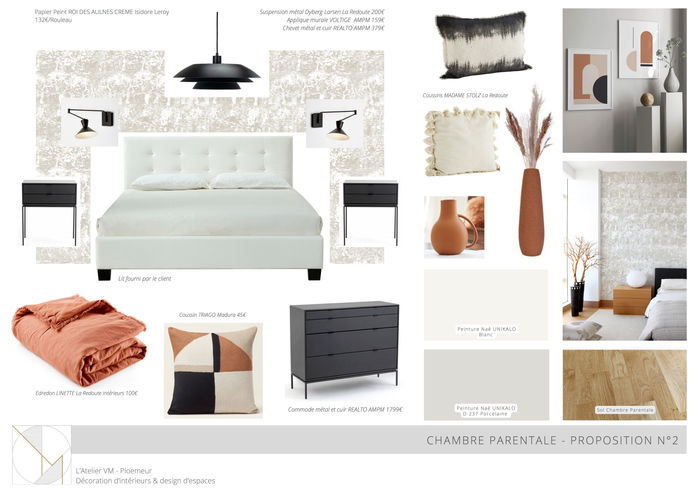 planche ambiance shopping liste chambre parentale papier peint roi des aulnes isidore leroy