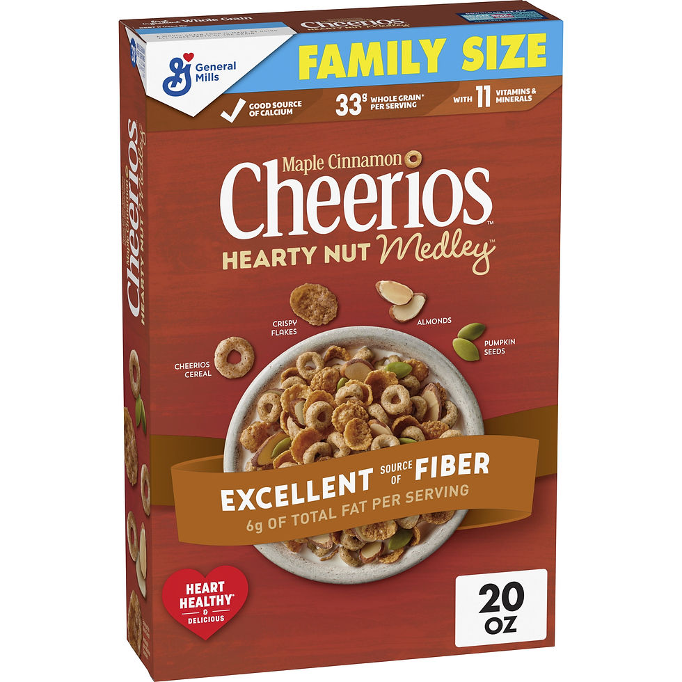 Cheerios Hearty Nut Medley Breakfast Cereal, Maple Cinnamon Flavored, Family Siz