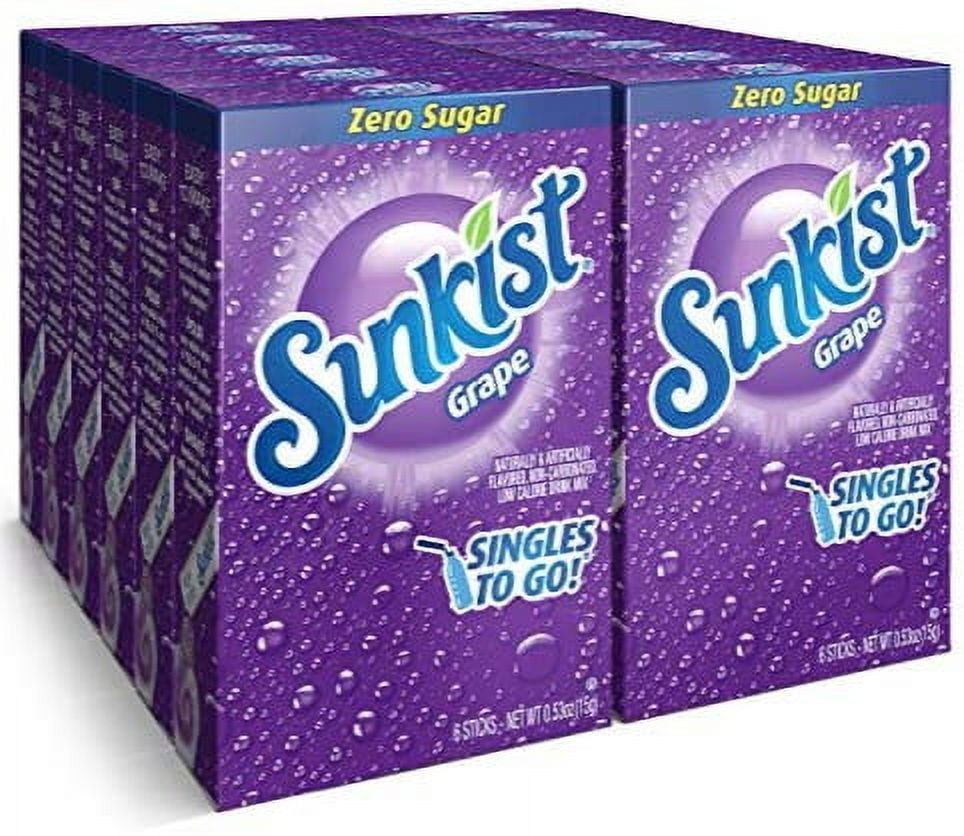 SBL Sunkist Singles To Go Grape Flavor Drink Mix, Sugar Free 12 Pack of 6ct (To