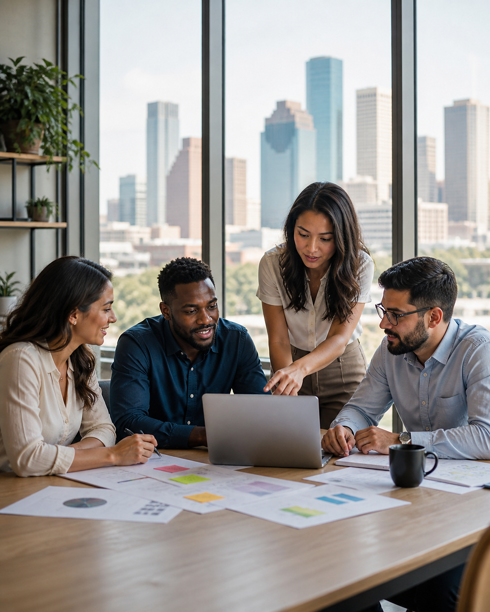 Professional marketing agency team connecting businesses with customers through strategy, outreach, and local engagement.