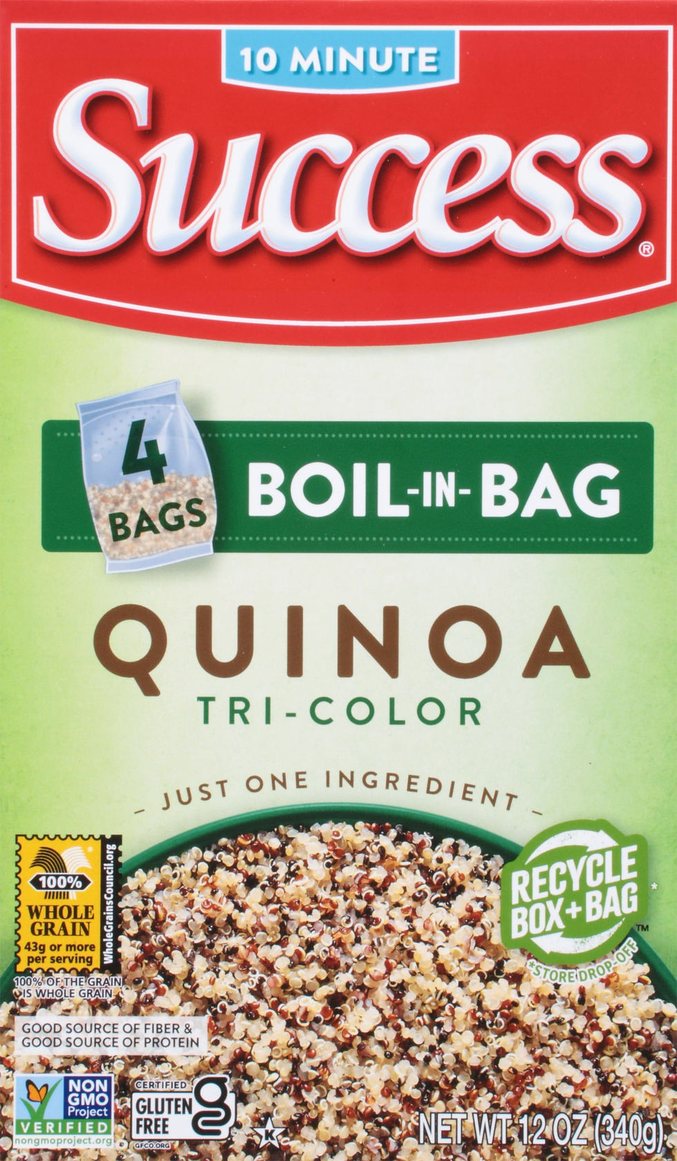 Success Boil-in-Bag Quinoa, Tri-Color Quinoa, 12 oz, 4 Count