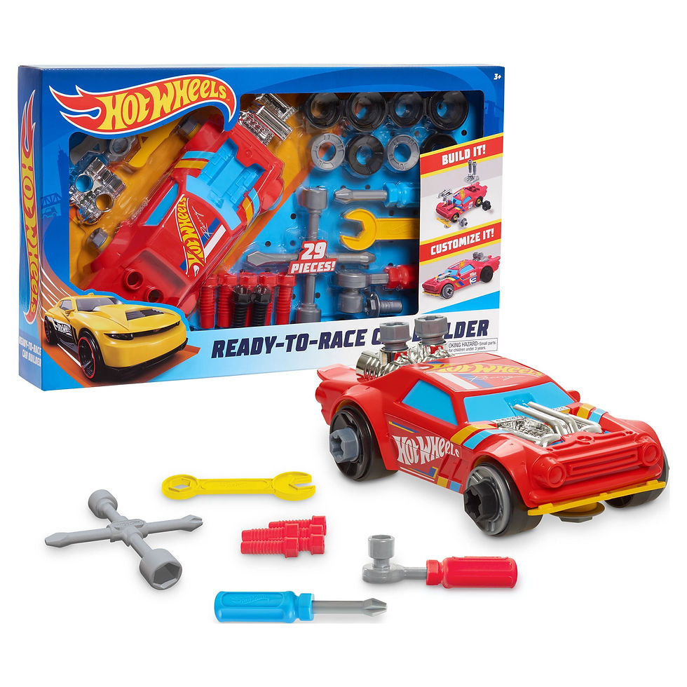 Hot Wheels Ready to Race Car Builder, 29 Pieces for Kids to Customize Their Own