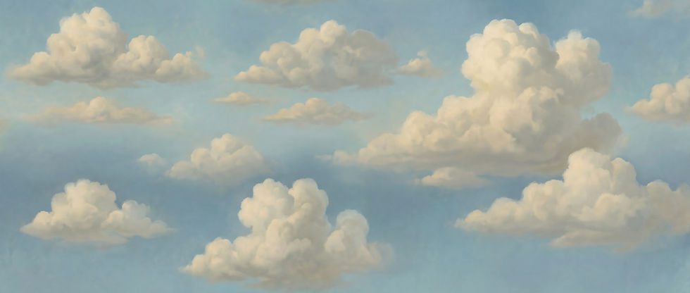 Gemalter Wolkenhimmel im illustrativen Stil als Teil der MOVEHAUS Markenwelt und Atmosphäre.