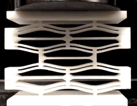 Woven Armor negative stiffness honeycomb