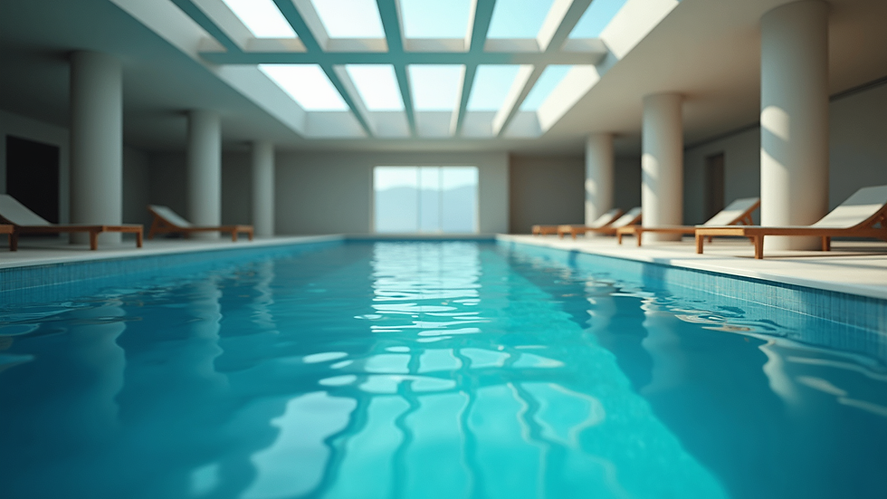 Vue en plongée de la piscine Divaquatic avec ses bassins