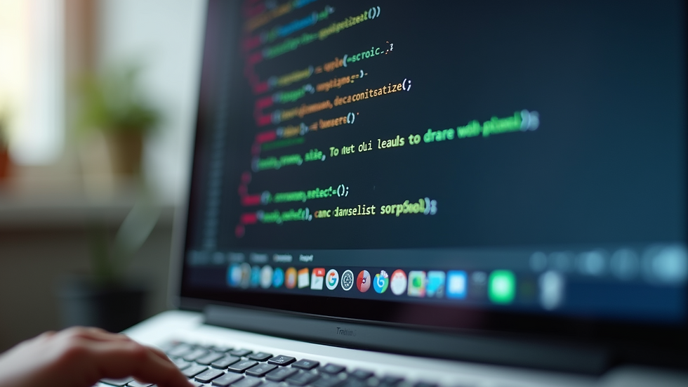 Close-up view of a computer screen displaying coding software during a training session