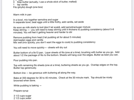 Galaktaboureko (Greek pudding in filo) Recipe from LeAnn 