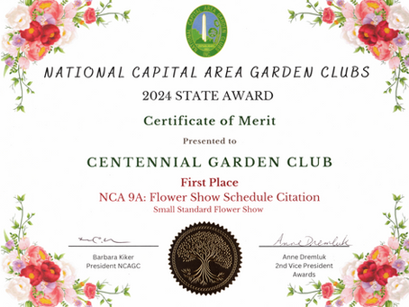 Award NCA 9A: Flower Show Schedule Citation