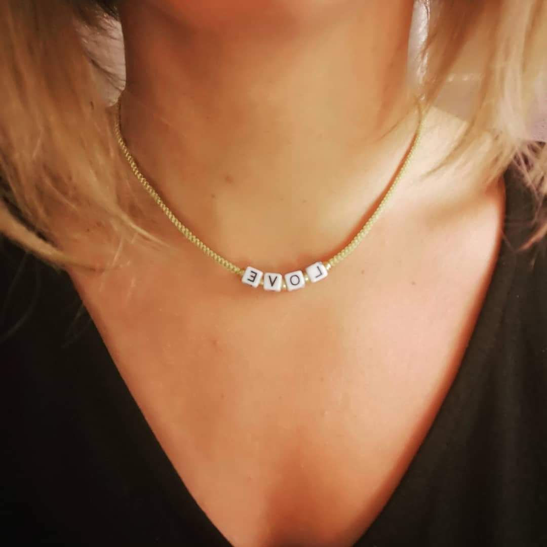 ~ Collier Macramé Doré personnalisé LOVE ~
