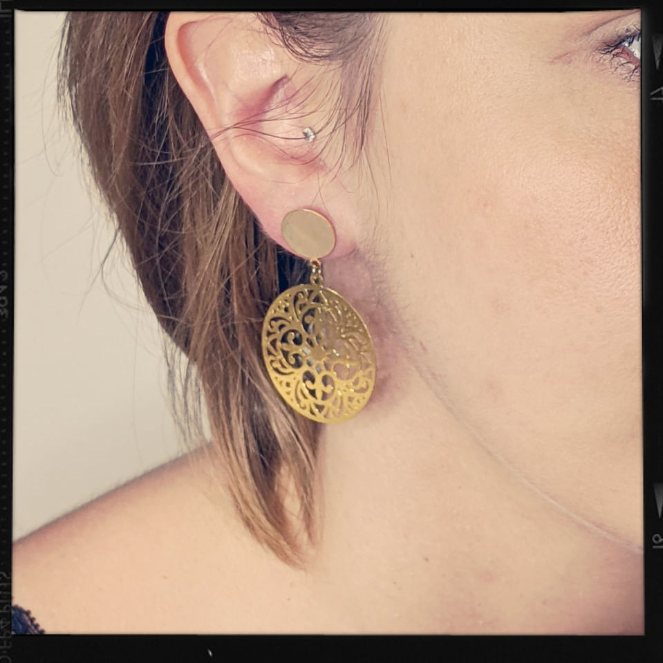 Miniature : ~ Boucles d'oreilles rondes Dentelle ~