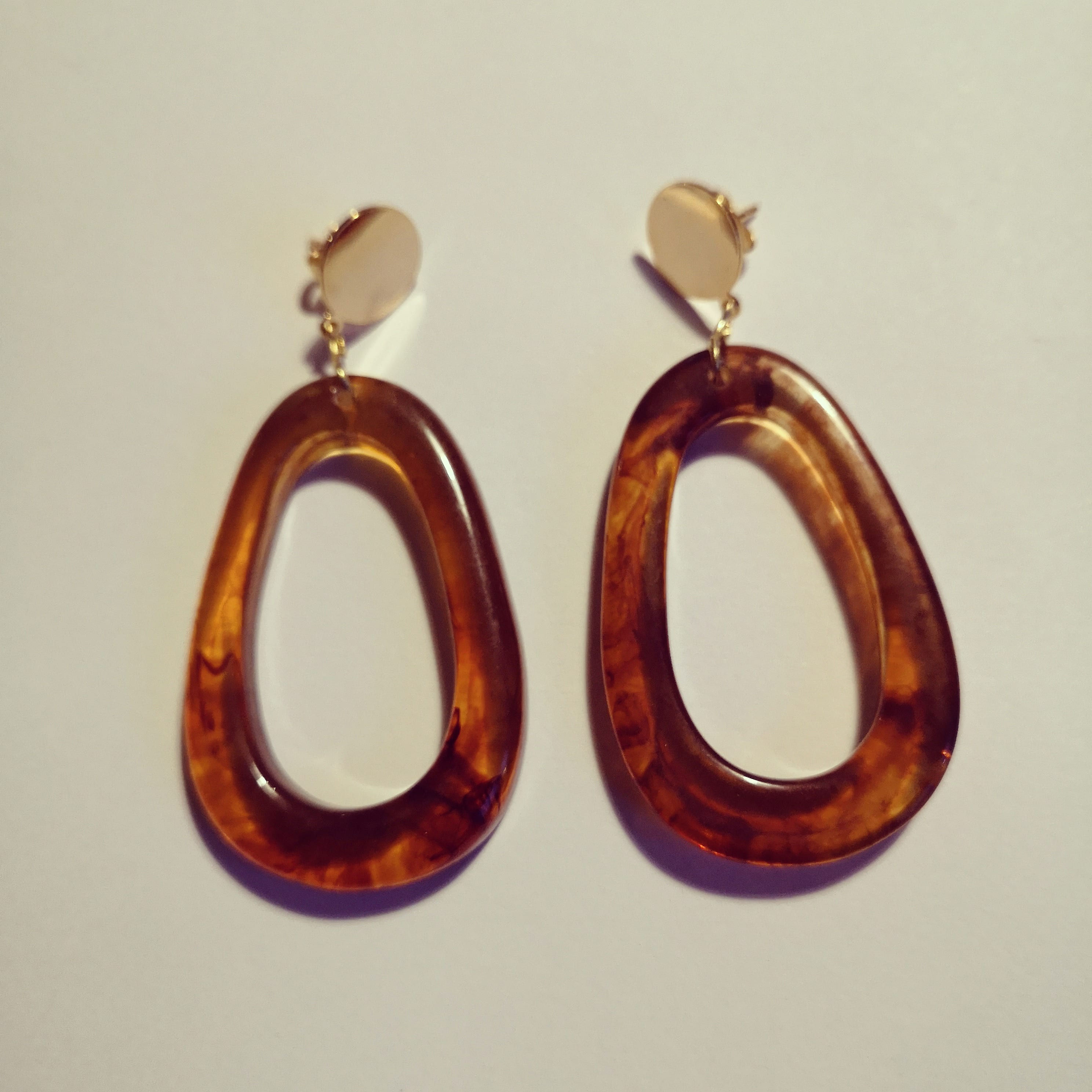 Boucles d'oreilles Goutte Ambre Marbrée