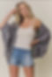 Dark Gray floral stitch embroidered cardigan 