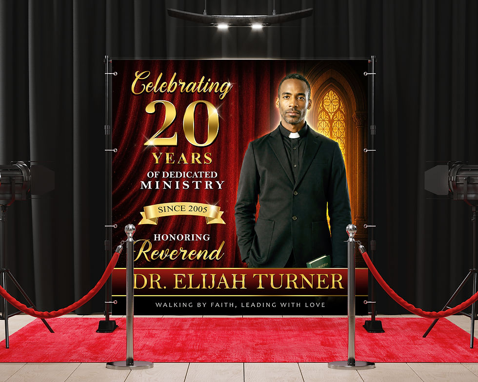 Thumbnail: Elegant pastor celebration backdrop displayed in formal church event setting