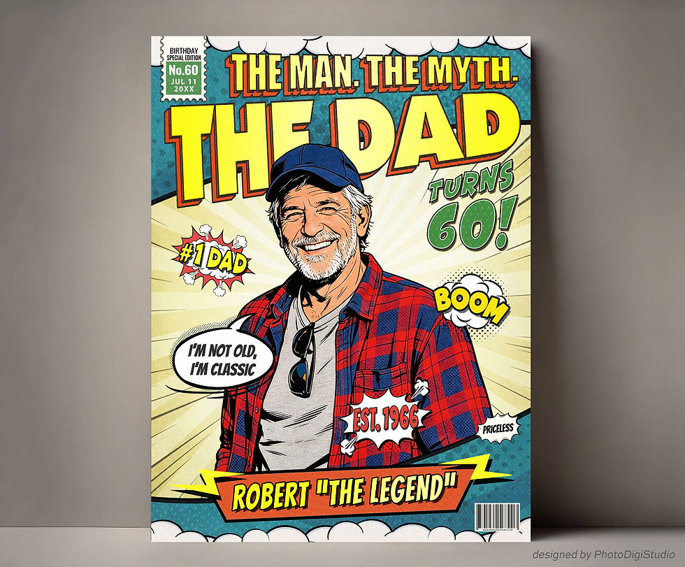 Custom Comic Cover Cool Gifts for Dad, Personalized Dad Birthday Gifts from Kids, Unique Gift for Dad For Christmas