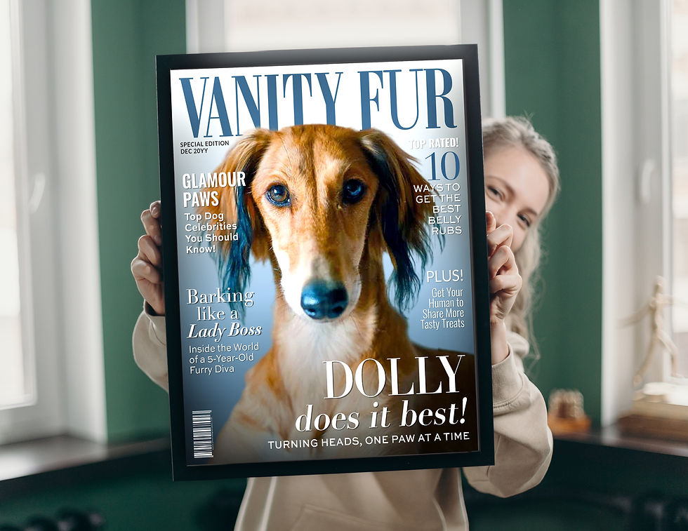 Thumbnail: Fashion Dog Poster Personalized Pet Magazine VanityFur Cover, Dog Birthday Gift Dog Mom, Custom Pet Portraits, Cat Lovers Gif