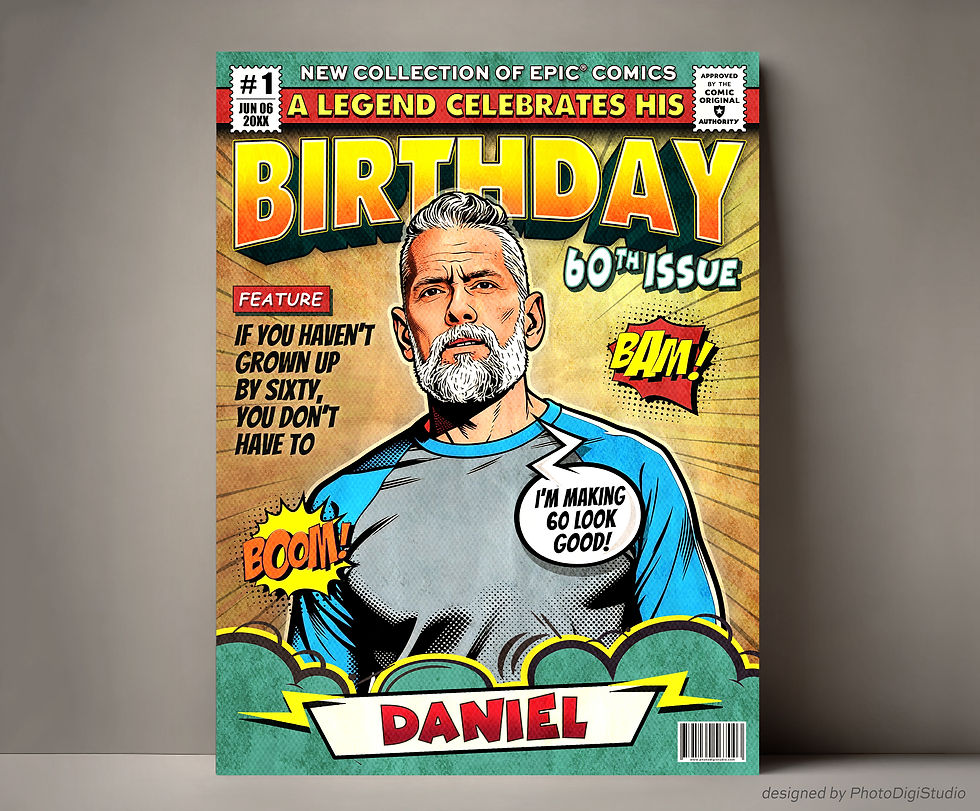 Personalized Comic Book Cover, Fun Gift for Birthday, Birthday Comic Book Cover
