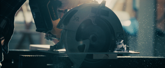Sterling Ridge construction worker operating circular saw on job site — brand film by Boda Studios Charleston SC
