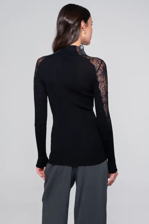 Thumbnail: Wool and silk long sleeves mock neck Shirt Oscalito