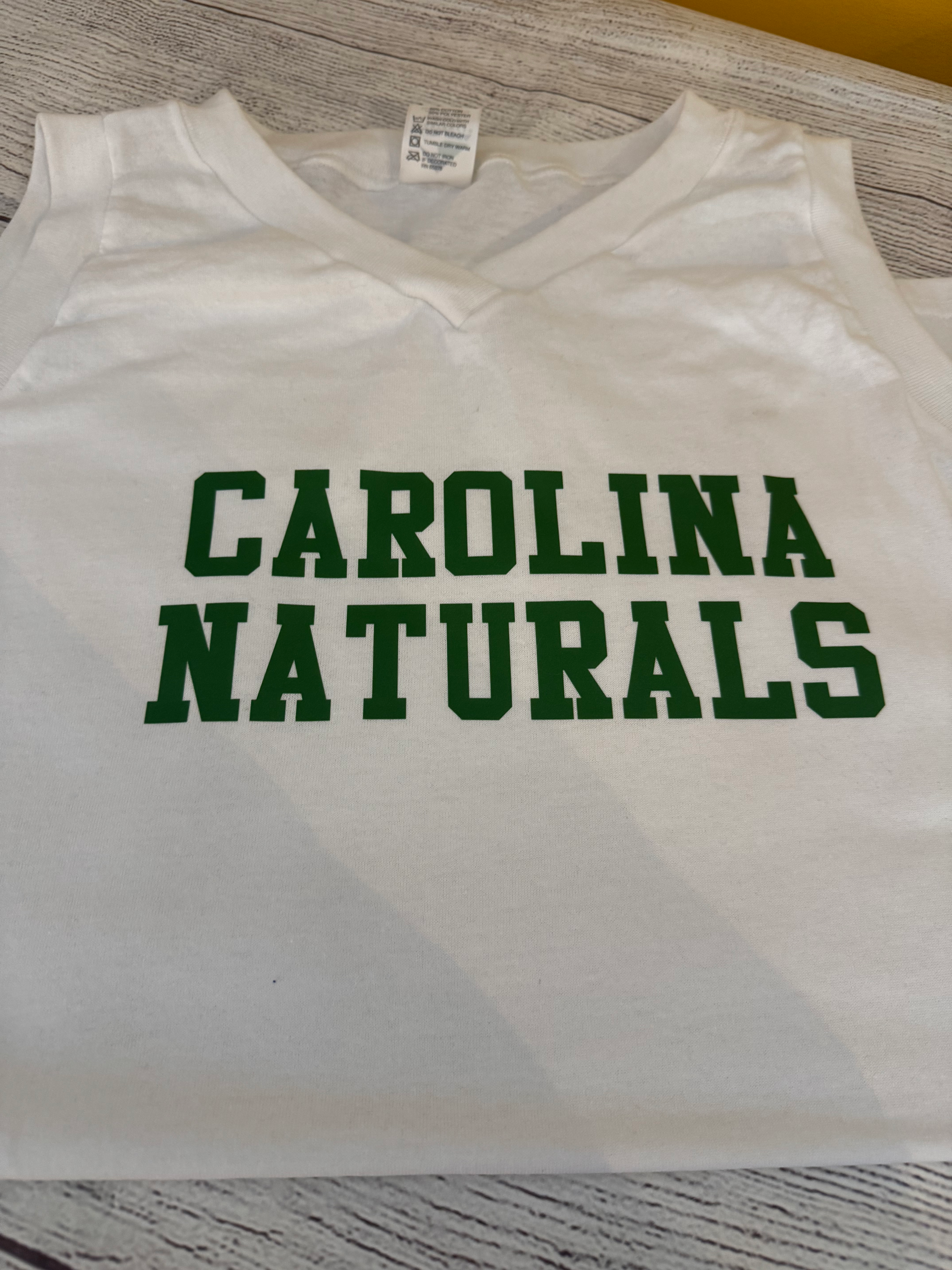 Women’s large white tank Carolina naturals in green 