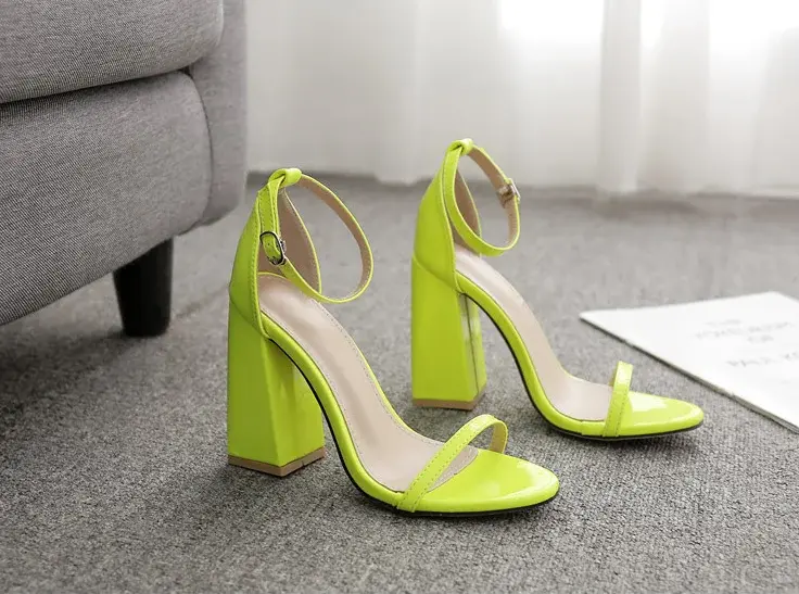 Miniaturbild: New Design Sexy Women Buckled Chunky Heel Ankle Sandals Shoes