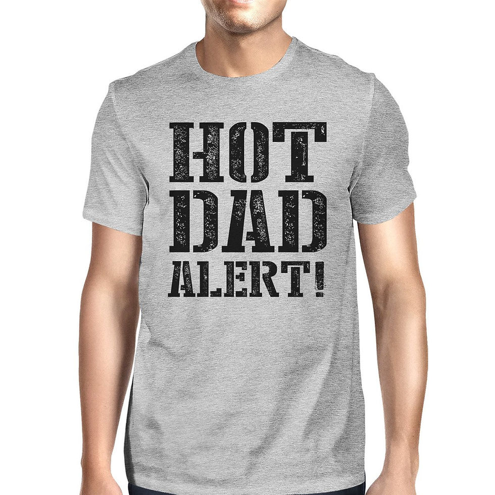 Hot Dad Alert Men's Grey Funny Design Tee For Dad