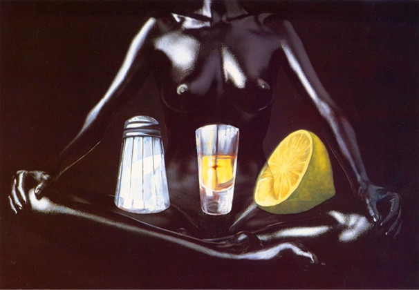 bodypainting using greasepaint for tequilla ad