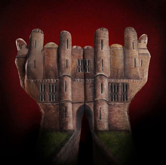 castle painted on hands for Ecclesiastical ad