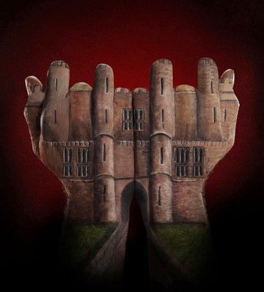 castle painted on hands for Ecclesiastical ad