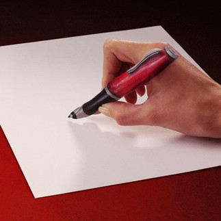 pen painted on hand for Ecclesiastical ad