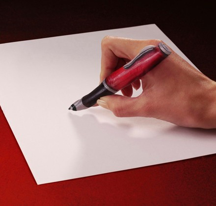 pen painted on hand for Ecclesiastical ad