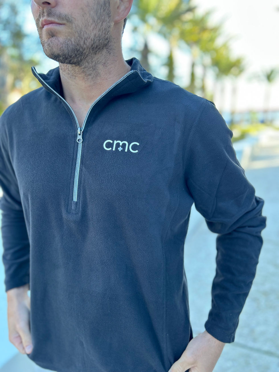 Thumbnail: Medical Microfleece Quarter Zip Embroidered Front View