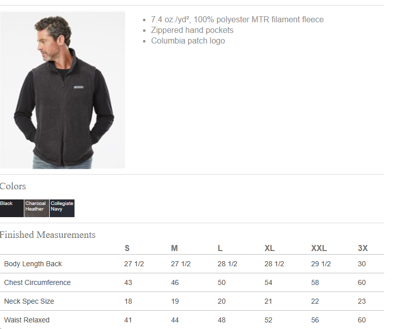 Thumbnail: Columbia Fleece Vest Front View