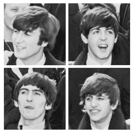 The Beatles у 1964 році; за годинниковою стрілкою зліва направо: Джон Леннон, Пол Маккартні, Рінго Старр та Джордж Гаррісон