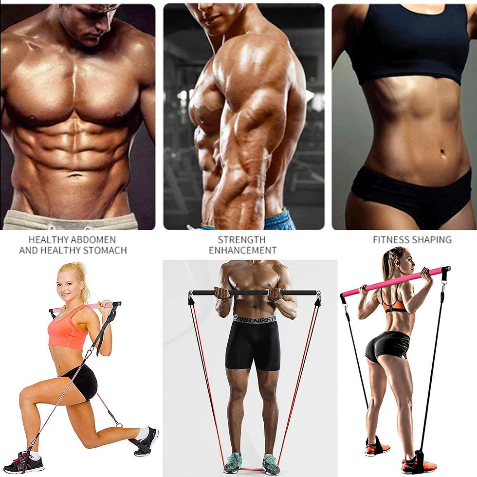 Thumbnail: Adjustable Pilates Resistance Bar with Elastic Bands