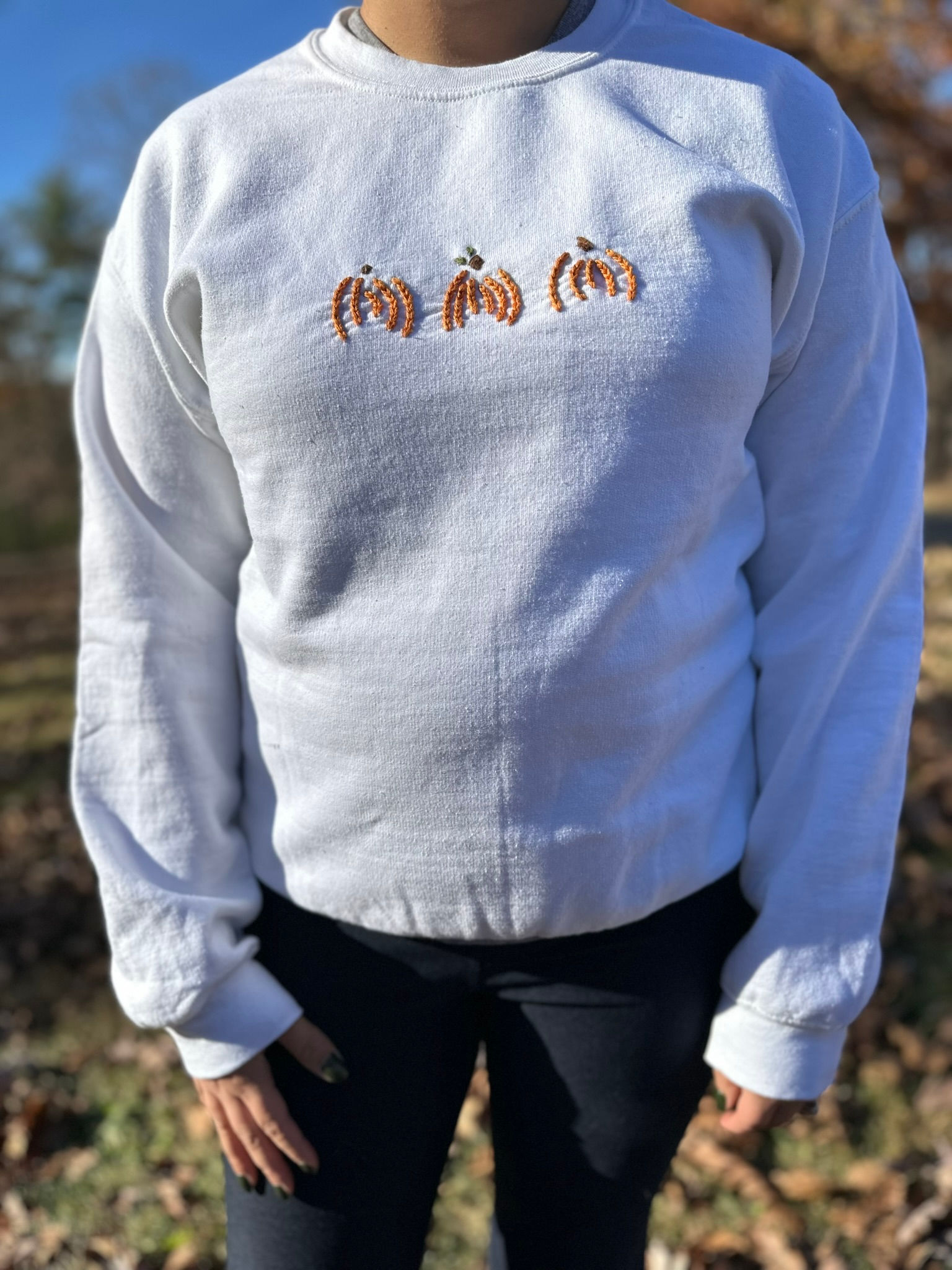 Pumpkin Embroidered Sweatshirt
