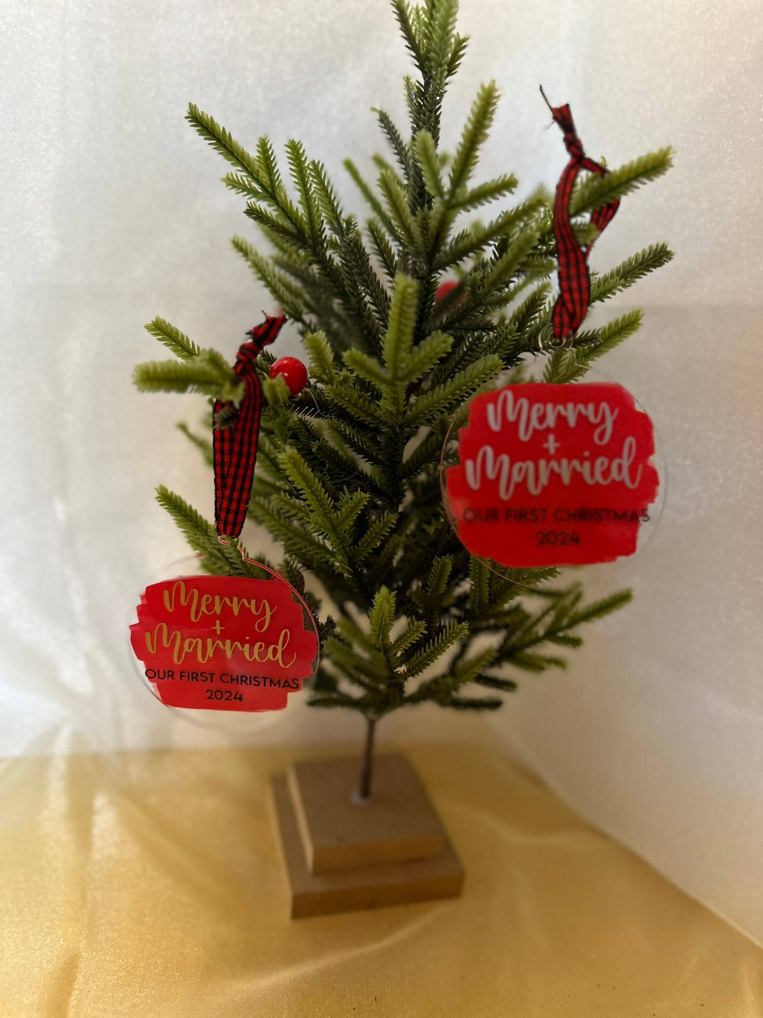 Merry + Married Christmas Ornament