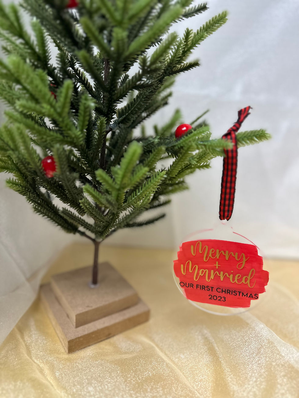 Thumbnail: Merry + Married Christmas Ornament