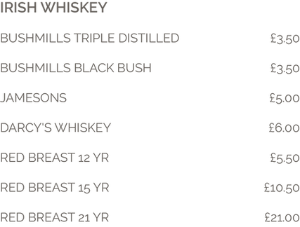 Drinks Menu | Darcy's Belfast