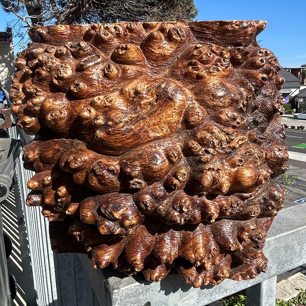 Thumbnail: Amboyna Burl Figured Wood End Piece Knife Scales Pen Blanks - 6 1/2 x 6 1/4 x 3