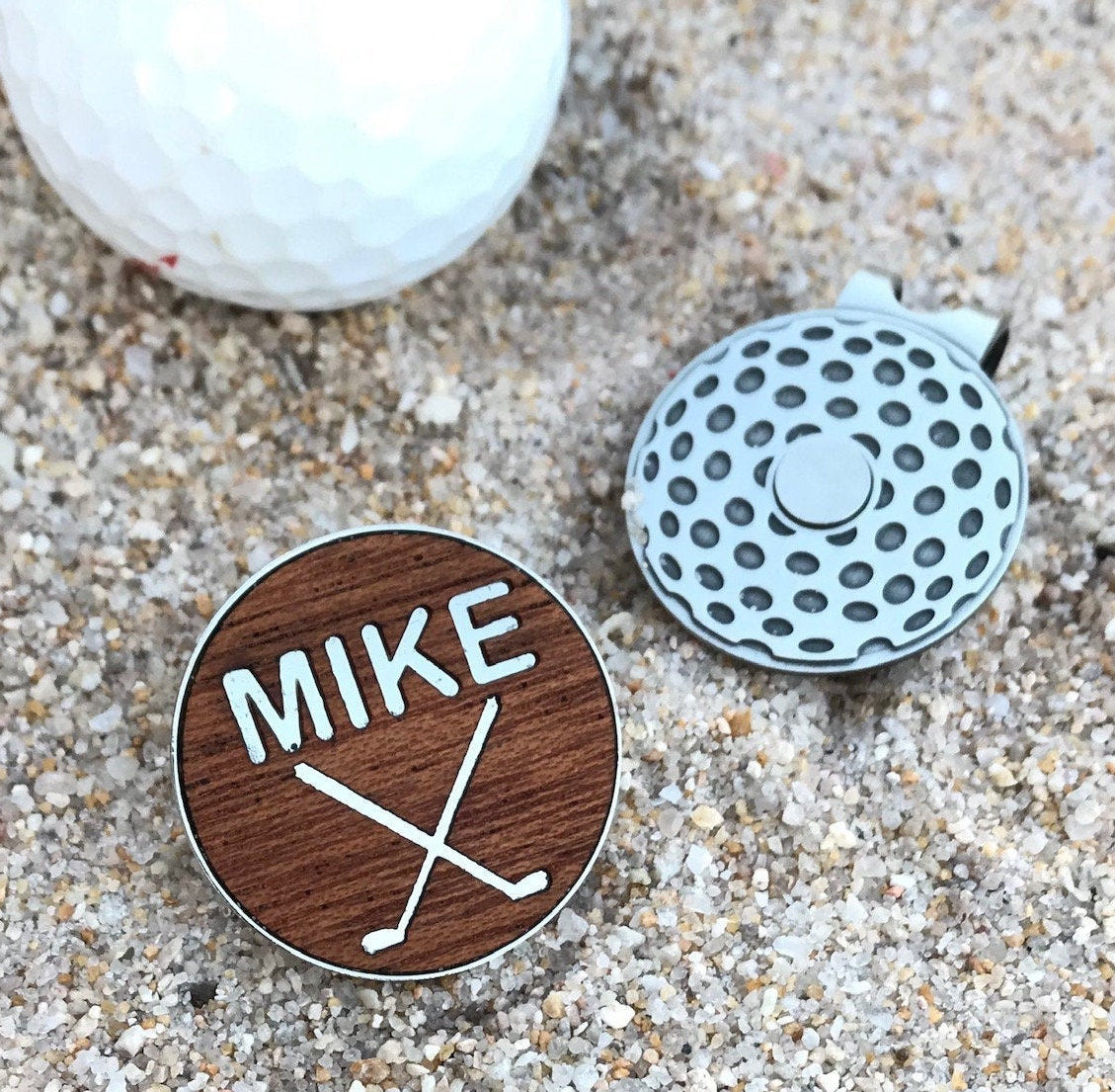 personalized wood golf ball marker magnetic hat clip custom engraved golf gifts
