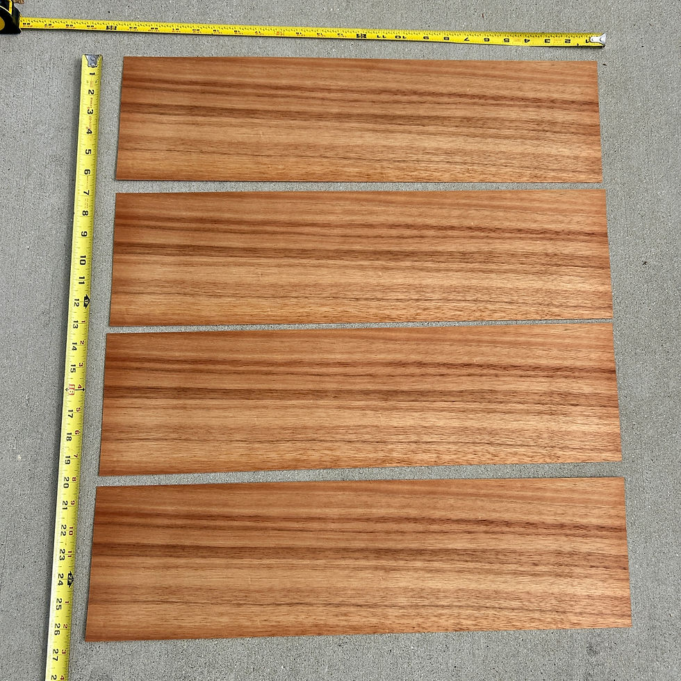 Hawaiian Curly Koa Veneer Sheet Raw Veneer 4 Sheets 23" x 6 1/2" x 1/42"