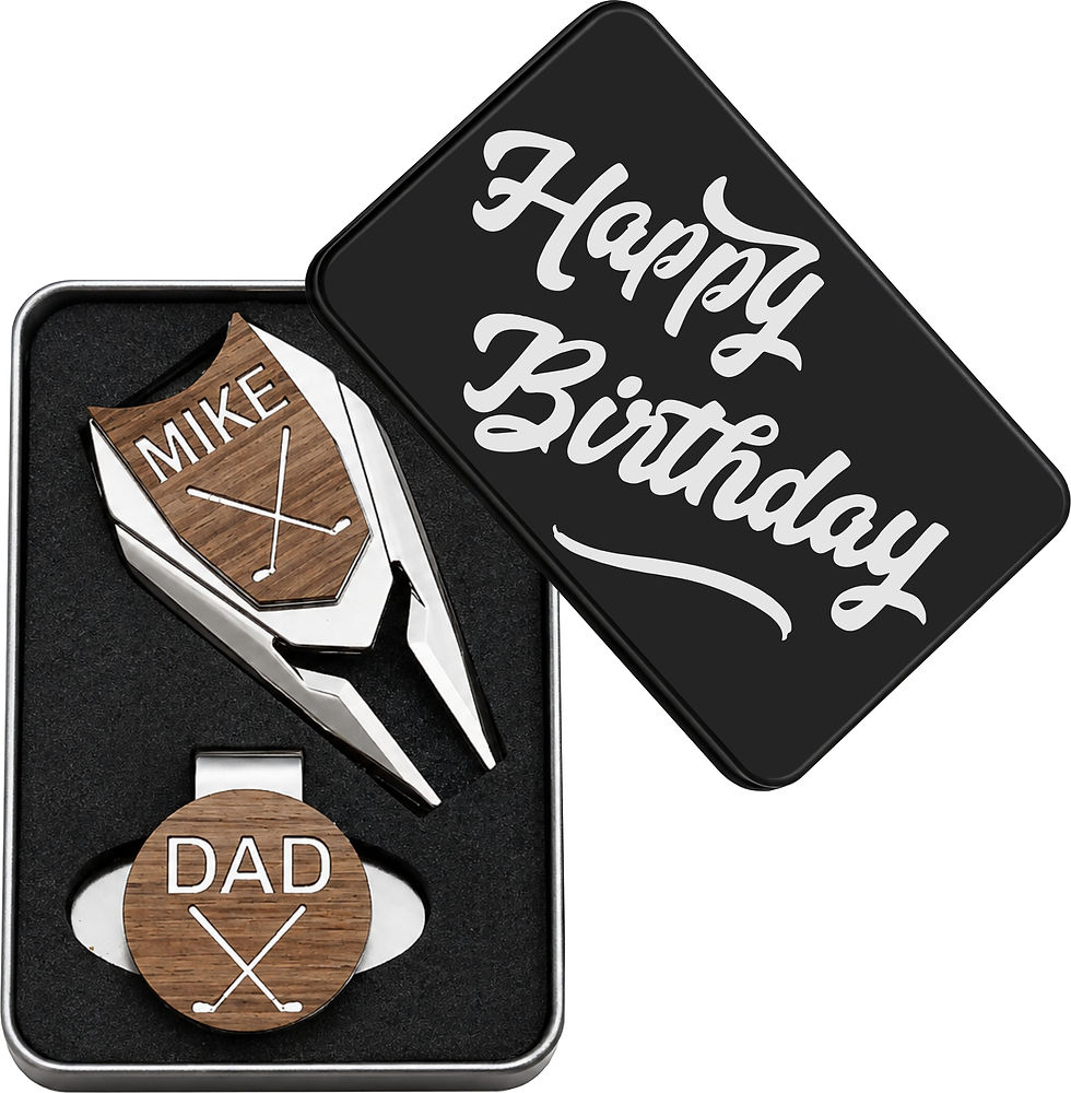 Thumbnail: Personalized Golf Ball Marker & Divot Tool Set – Happy Birthday Gift Box