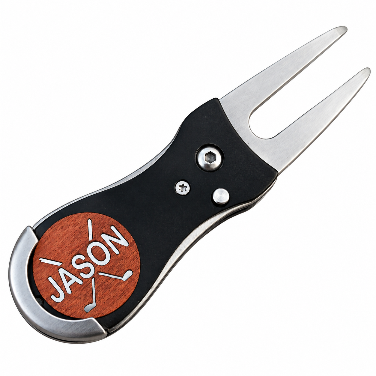 Pitchfix Style Engraved Divot Tool Personalized Golf Ball Marker Stainless Steel
