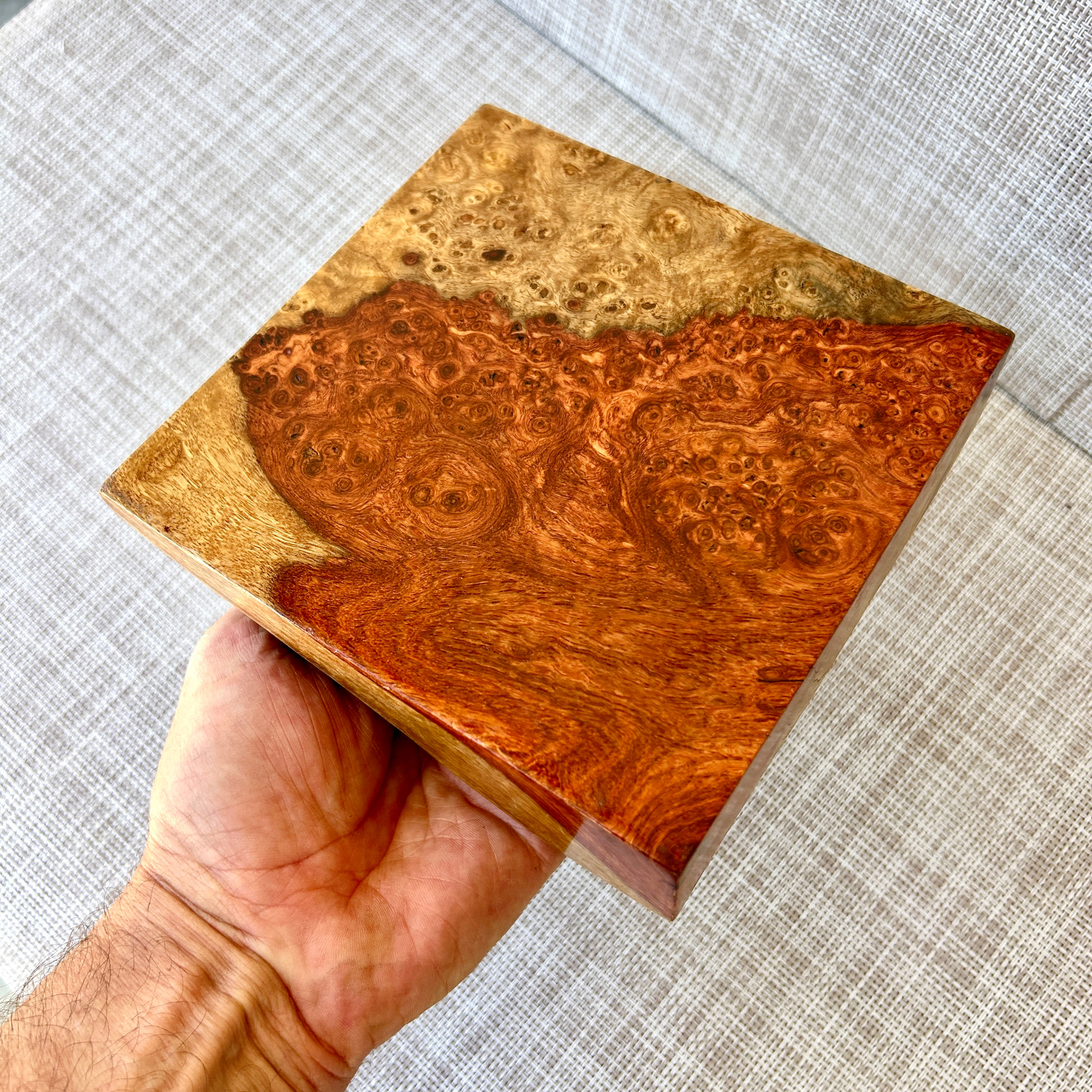 Amboyna Burl Wood Pen Blanks Knife Scales Turning Blank 6” x 5 7/8” x 1 3/4"