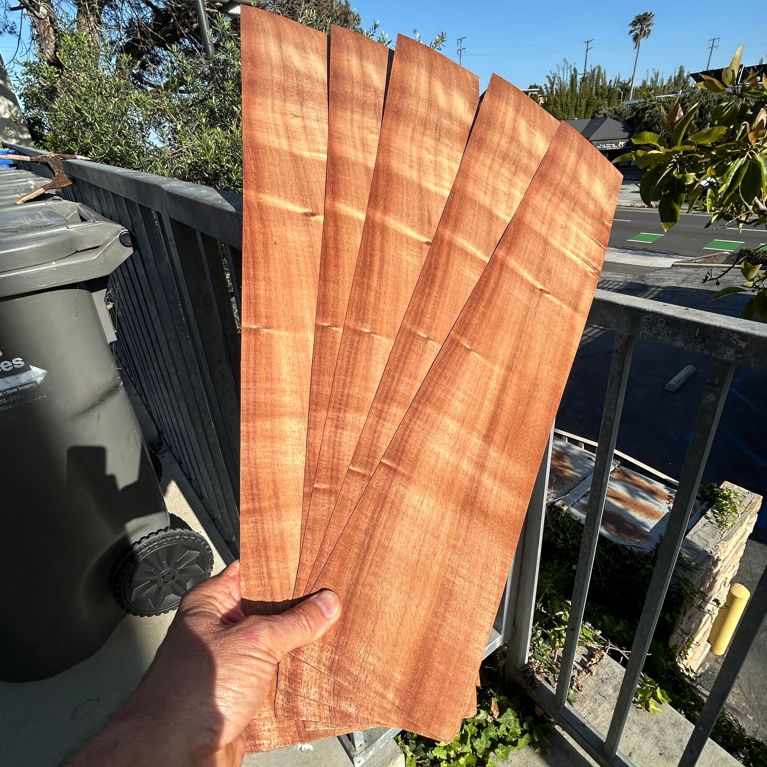 Hawaiian Curly Koa Veneer Sheet Raw Veneer 5 Sheet - 28 1/4" x 4 5/8" x 1/42"
