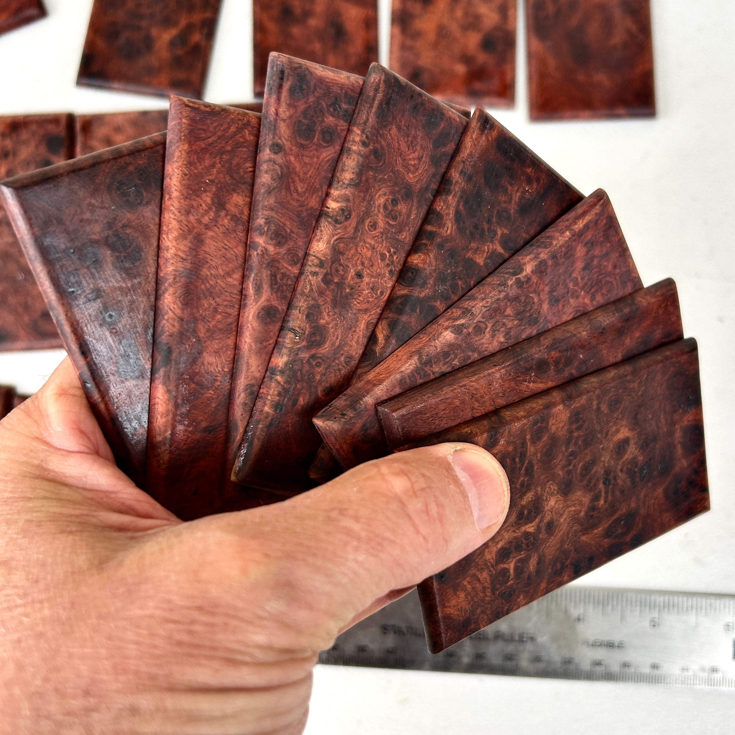 Amboyna Burl Blanks / DIY Luggage Tag Golf Bag Tag / Knife Scales Cutlery Handle