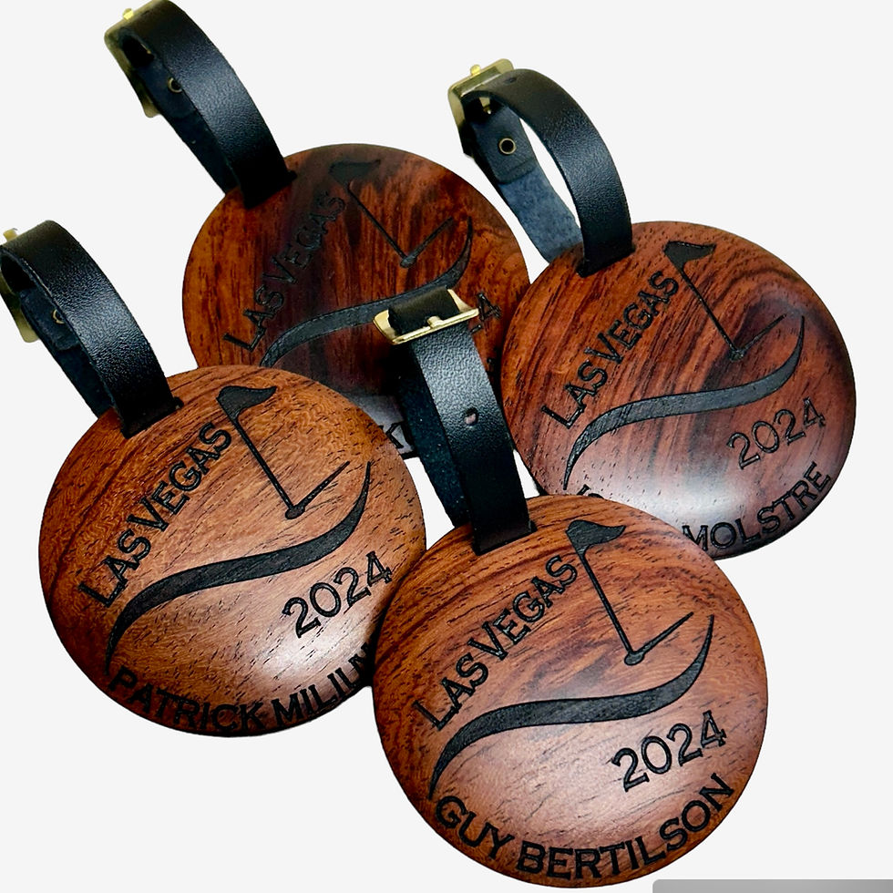 Thumbnail: Round Wood Golf Bag Tag Luggage Tag Custom Engraved