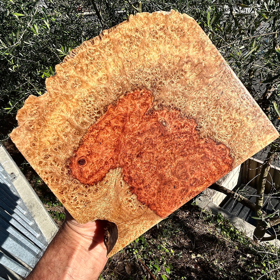 Thumbnail: Amboyna Burl Figured Wood End Piece Knife Scales Pen Blanks - 7 3/4 x 6 1/2 x 3